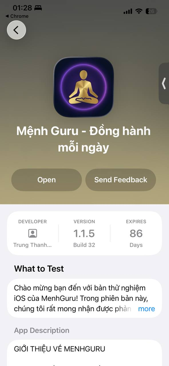 Trải nghiệm sớm phiên bản iOS của Mệnh Guru với TestFlight - Kiểm duyệt bởi Apple